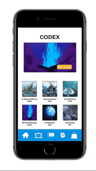 Video of scrolling through the codex and characters