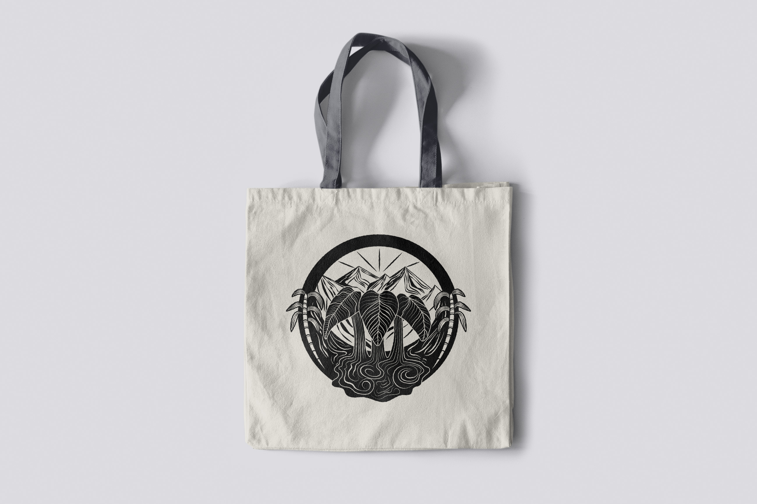 Tote bag mockup of the Taro emblem