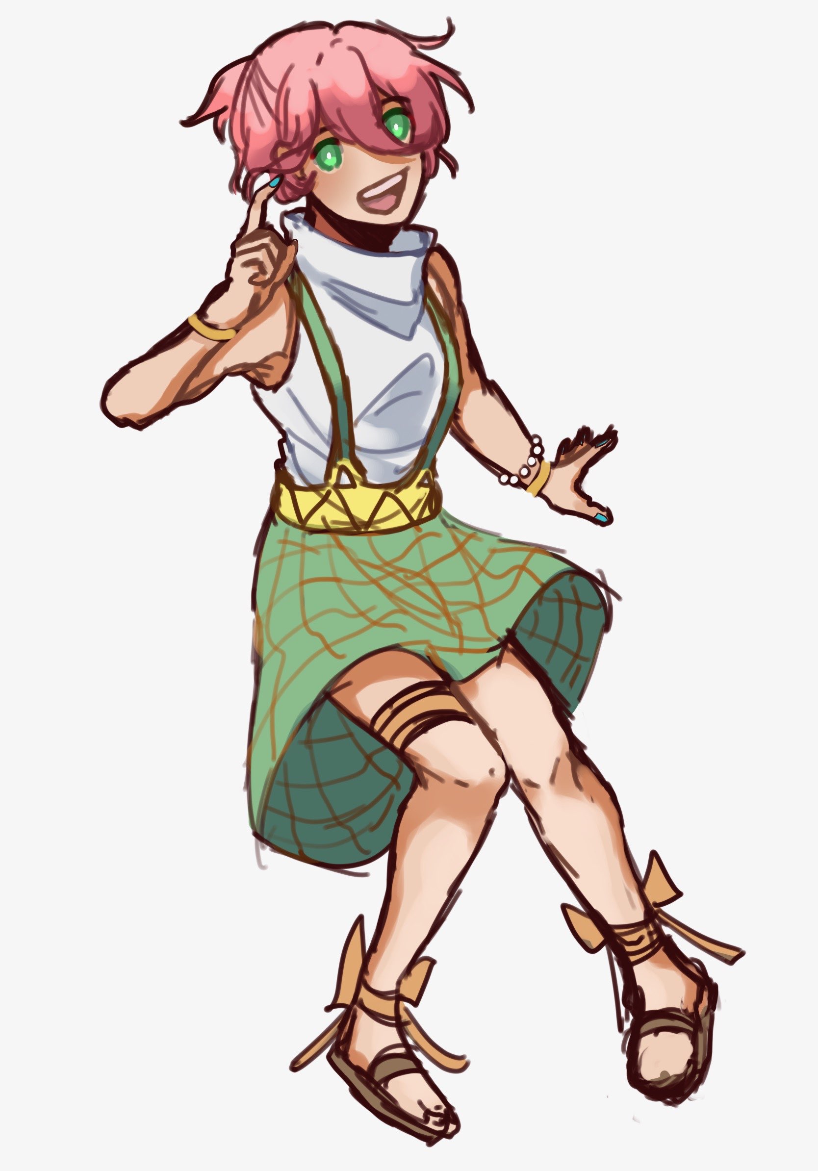 Pink haired character posing