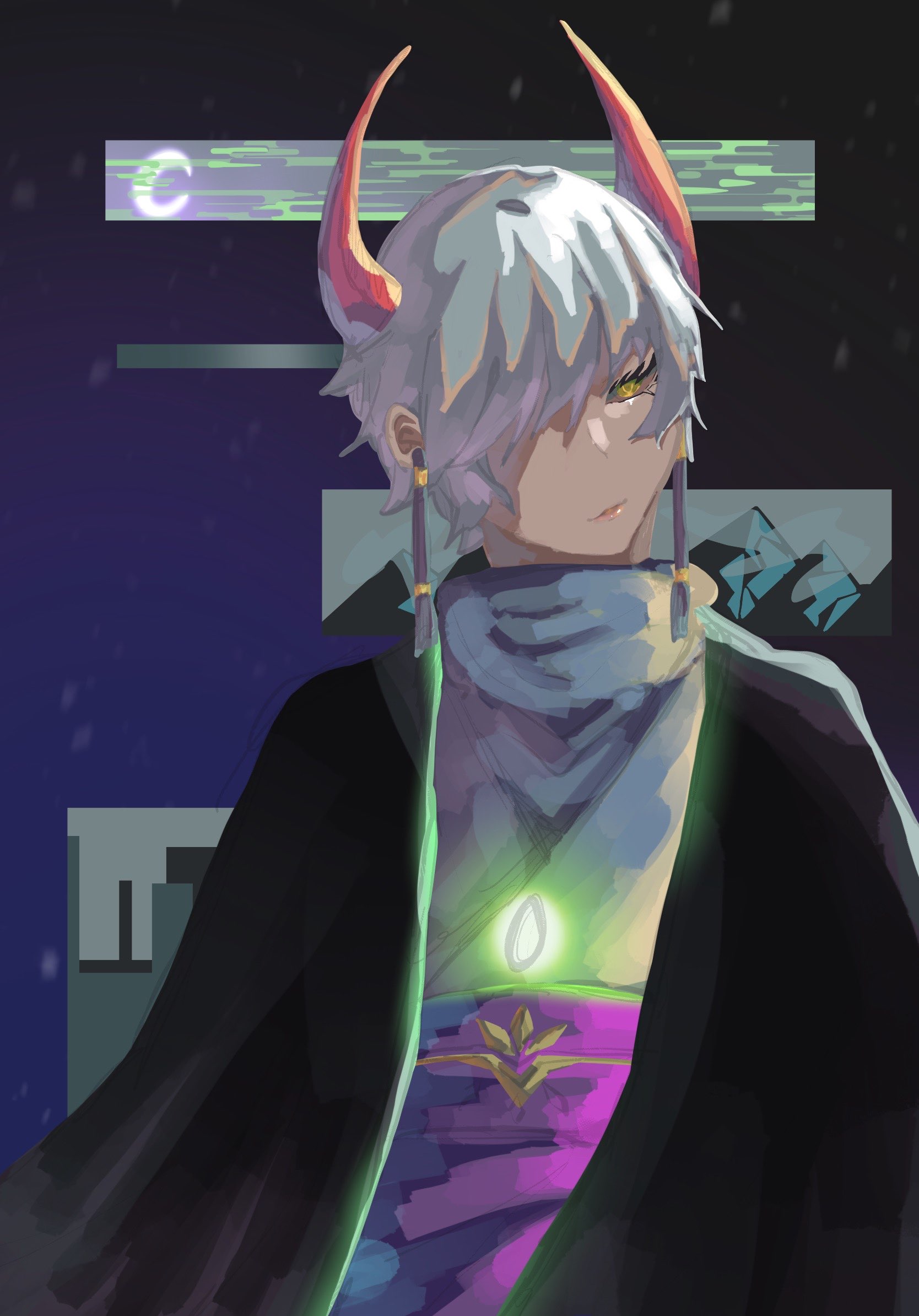White haired character gazing in the distance