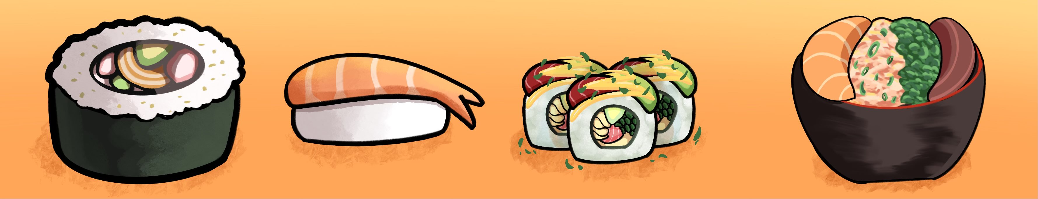 Kuru Kuru Sushi Food Illustrations